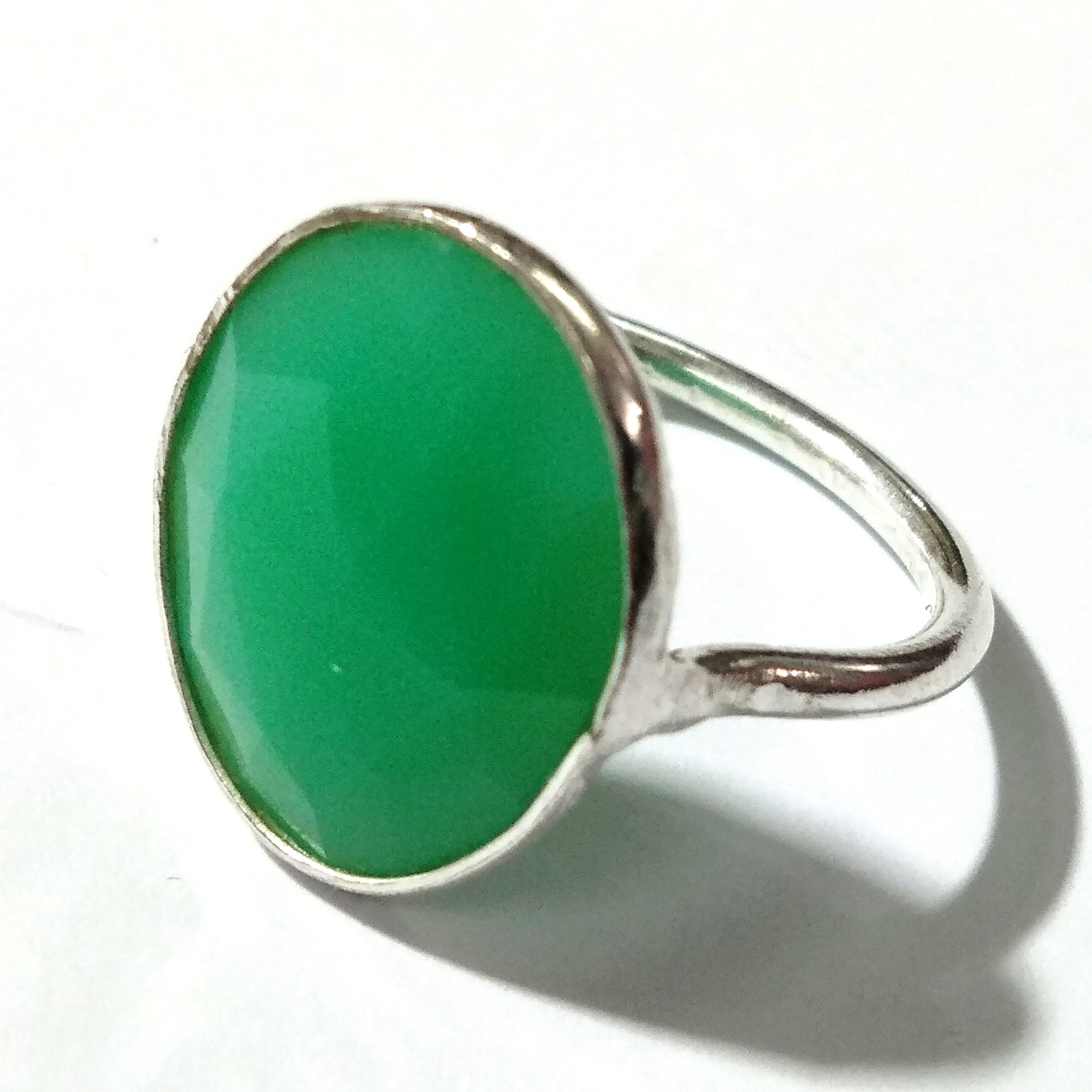 Natural Chryso Chalcedony Ring, Solid 925 Starling Silver Ring, Nice Color Stone & Good Handmade Making Silver Bezel Ring, For Girls/Women